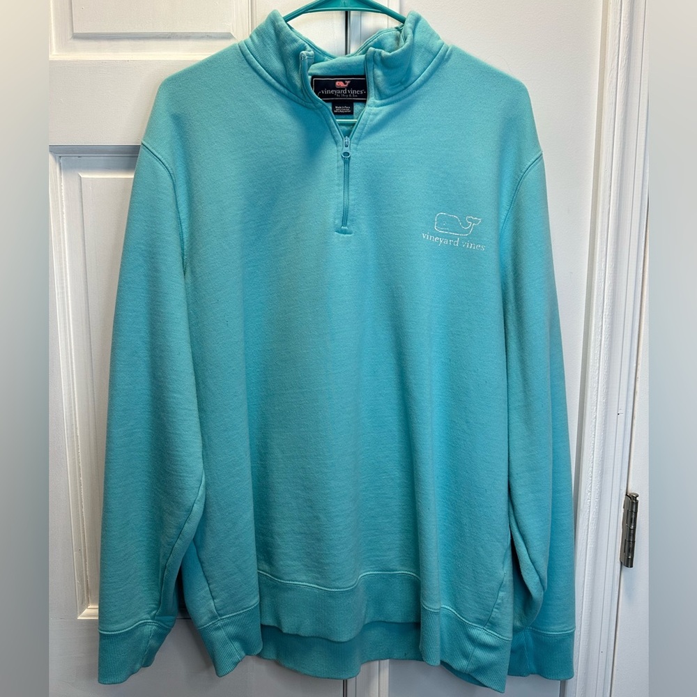 Vineyard Vines Men's Aqua Zip-Up Sweater